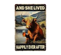 Targa in metallo con mucca felice, 20 x 30 cm, decorazione da parete perfetta per bar, pub, caffetteria, tema mucca, ranch, casa, soggiorno, cucina, decorazione con finitura rustica, regalo di