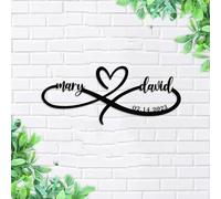 Targa in metallo con nome personalizzato, decorazione da parete con monogramma con lettera divisa, cognome, per casa all'aperto, regalo di nozze, decorazione da parete per giardino di inaugurazione