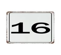 Targa in metallo con numero 16, personalizzata, vintage, per patio, parcheggio, numero decorazioni da parete, in alluminio, per salotto, sala da pranzo, terrazza, 20,3 x 30,5 cm
