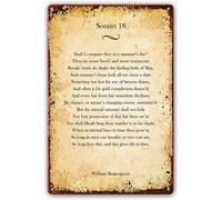 Targa in metallo con poesia "Sonetto 18", decorazione da parete, citazioni di William Shakespeare, poster di poesie, opera d'arte moderna per ufficio, dipinti per l'arredamento del soggiorno, targa i