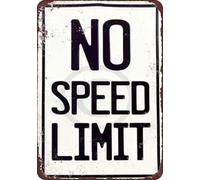 Targa in metallo con riproduzione vintage "No Speed Limit", 20 x 30 cm