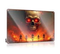 Targa in metallo con scritta "A Fiery Apocalypse: The Rise of Skeleton Guardians" (lingua italiana non garantita)