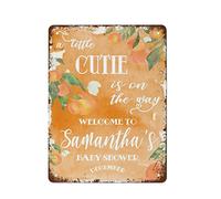 Targa in metallo con scritta "A Little Cutie is On Its Way", per baby shower, Welcome Baby Shower, Little Cutie, poster in metallo, decorazione per la casa, stile rustico, poster da parete in metallo