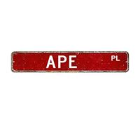 Targa in metallo con scritta "Ape Street Sign Zoo", 7,6 x 45,7 cm, in metallo antiruggine, vintage, per bar, bar, pub, grotte degli uomini