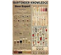 Targa in metallo con scritta "Bartender Knowledge", guida ai vini, poster, bar, caffetteria, club, decorazione club da parete, 8x12 pollici