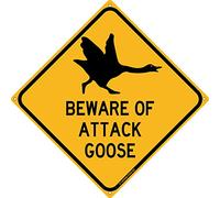 Targa in metallo con scritta "Beware of Attack Goose Road Warning Keep Out Security Sign For Home Office Bar Indoor Outdoor Wall Decor Yard Sign Square Sign 20,3 x 20,3 cm