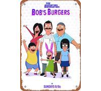 Targa in metallo con scritta "Bob's Burgers", 20,3 x 30,5 cm, decorazione da parete retrò vintage