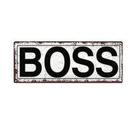 Targa in metallo con scritta "Boss Funny Tin Sign Bar Pub Garage Diner Cafe Home Decor Home Decor Art Poster Retro Vintage Metal Sign 20,3 x 30,5 cm
