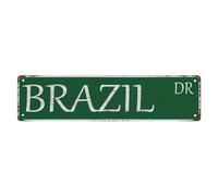 Targa in metallo con scritta "Brazil Dr The Unique Wall Decoration of the Vintage Diner" in metallo, per negozi, caffetterie, ristoranti, 10,6 x 40,6 cm