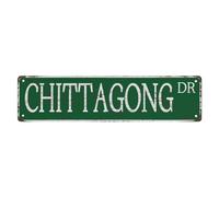 Targa in metallo con scritta "Chittagong Dr The Unique Wall Decoration of the Vintage Diner" in metallo, per negozi, caffetterie, ristoranti, 10,6 x 40,6 cm