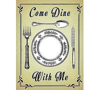Targa in metallo con scritta "Come Dine with Me", per barbiere, taglio di capelli, decorazione per casa, bar, 30,5 x 20,3 cm