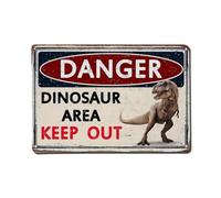 Targa in metallo con scritta "Danger Dinosaur Area Keep Out", stile vintage, per giardino, camera da letto, caffetteria, bar, uomo, decorazione da parete, poster in metallo, 20,3 x 30,5 cm