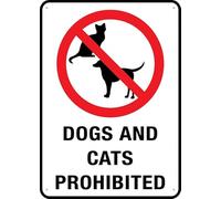 Targa in metallo con scritta "Dogs and Cats Prohibited", 30,5 x 20,3 cm, in alluminio antiruggine, multicolore