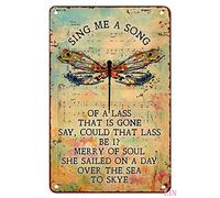 Targa in metallo con scritta "Dragonfly Decor, Skye Boat Song Outlander Sing Me A Song of A Lass Hippie Dragonfly Metal Sign Vintage Home Decor Rustico alluminio Tin Signs Wall Art Poster in metallo