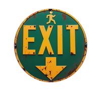 Targa in metallo con scritta "Exit Sign With Running Figure And Arrow" | Decorazione da parete per bar, club, ufficio, casa e giardino, poster in metallo 10,2 x 40,6 cm o 20,3 x 20,3 cm
