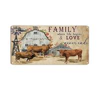 Targa in metallo con scritta "Family Where Life Begins And Love Never Ends", rustica ed elegante, in alluminio, 15,2 x 30,5 cm, resistente alle intemperie, decorazione da parete per camera da letto