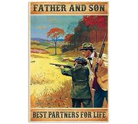 Targa in metallo con scritta "Father and Son Best Partners for Life", stile vintage, divertente, retrò, in alluminio, per casa, fattoria, giardino, bar, bagno, cucina, 20,3 x 30,5 cm