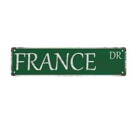 Targa in metallo con scritta "Francia Dr The Unique Wall Decoration of the Vintage Diner" in metallo, per negozi, caffetterie, ristoranti, 10,2 x 40,6 cm
