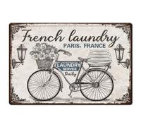 Targa in metallo con scritta "French Laundry Service", stile vintage, con scritta "Laundry Service", decorazione da parete per lavanderia, 30,5 x 40,6 cm