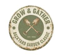 Targa in metallo con scritta "Gardening Grow & Gather"