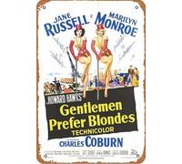Targa in metallo con scritta "Gentlemen Prefer Blondes", 20,3 x 30,5 cm, decorazione da parete retrò vintage