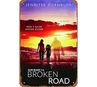 Targa in metallo con scritta "God Bless the Broken Road", 20,3 x 30,5 cm, decorazione da parete vintage retrò