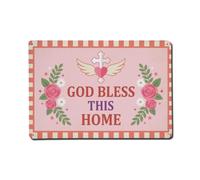 Targa in metallo con scritta "God Bless This Home" (lingua italiana non