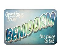 Targa in metallo con scritta "Greetings from Benidorm", 20,3 x 30,5 cm