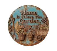 Targa in metallo con scritta "Home is where the garden grows"