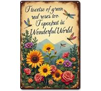 Targa in metallo con scritta "I See Trees of Green Red Roses Too I See Them Bloom for Me and You and I Think to Myself What A Wonderful World", decorazione da parete, accessori per porte in ferro