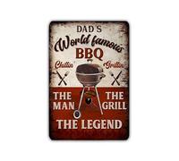 Targa in metallo con scritta in inglese "BBQ" personalizzata The Man Grill Legend Retro Tin Sign 30,5 x 20,3 cm, de15aA120