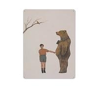 Targa in metallo con scritta in inglese "Don't Poke The Bear" in stile vintage, decorazione da parete, per cucina, casa, garage, 40,6 x 30,5 cm