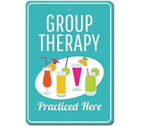 Targa in metallo con scritta in inglese "Group Therapy" (lingua italiana non garantita), divertente, vintage, 20,3 x 30,5 cm