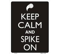 Targa in metallo con scritta in inglese "Keep Calm And Spike On Volleyball", per parcheggio, per Natale, 20,3 x 30,5 cm