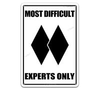 Targa in metallo con scritta in inglese "Ski Slope, Most Difficult Experts Only, Double Black Diamond, Advanced, Alpine, Mountain, Cabin, Lodgees, Vintage Warning Sign Retro Metal 20,3 x 30,5 cm