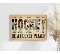 Targa in metallo con scritta in lingua inglese "Be Strong Be Brave Be A Hockey Player" (lingua italiana non garantita), regalo per giocatore di hockey su ghiaccio, decorazione per la stanza, 20,3 x