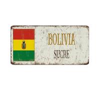 Targa in metallo con scritta in lingua inglese "Bolivia-Sucre", decorazione per la casa, in alluminio, per cancello, casa, campagna, souvenir, poster artistico per cucina, 15,5 x 30,5 cm