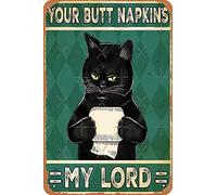 Targa in metallo con scritta in lingua inglese "Cat Your Butt Tovaglioli My Lord" (lingua italiana non garantita)