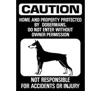 Targa in metallo con scritta in lingua inglese "Caution Property Protected by Doberman Pinscher Do Not Enter", 20,3 x 30,5 cm, in metallo, stile retrò, da montare a parete