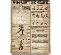 Targa in metallo con scritta in lingua inglese "Cross-Country Skiing Knowledge", decorazione da parete per casa, cucina, bar, club, garage, grotta, 20,3 x 30,5 cm