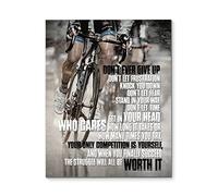 Targa in metallo con scritta in lingua inglese "Cycling Don'T Ever Give Up The Struggle Will All Be Worth It", decorazione per il bagno, stile vintage, 20,3 x 30,5 cm