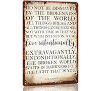 Targa in metallo con scritta in lingua inglese "Do not be dismayed by the brokenness of the world love", per bar, pub, uomo, grotta, poster divertente per bagno, salotto, caffetteria, garage
