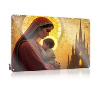 Targa in metallo con scritta in lingua inglese "Drinking Signs A Woman Hold A Child In Front Of A Castle" (lingua italiana non garantita)