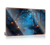 Targa in metallo con scritta in lingua inglese "Enchanted Forest Pathway With Glowing Lanterns By The Stream", insegna in metallo con scritta "Gaming" (20 x 30 cm)