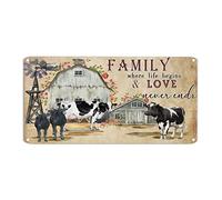 Targa in metallo con scritta in lingua inglese "Family Where Life Begins And Love Never Ends", stile vintage, 15,2 x 30,5 cm, antivento, in metallo, per casa, bar, negozio, uomo, grotta, garage
