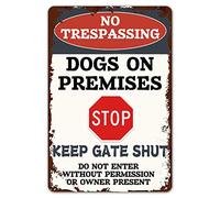 Targa in metallo con scritta in lingua inglese "Fun Watch Out Dog" Warning Do Not Enter No Invasion Dog Tin Sign Dog Stop in Yard Keep Door Closed Sign Fence Door Decor Outdoor 20,3 x 30,5 cm