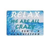 Targa in metallo con scritta in lingua inglese "Funny Sarcastic Work Office Wall Decor - Bar Boss Employee Coworker Relax We are All Crazy Metal Sign,Club Garage Hippie Room Decor Home Decor Wall Chic