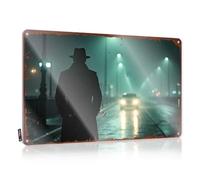 Targa in metallo con scritta in lingua inglese "Gaming of A Man In The Rainy Night" (lingua italiana non garantita), divertente cartello decorativo da parete in metallo (20 x 30 cm)