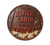 Targa in metallo con scritta in lingua inglese "Hunter Cabin Find Your