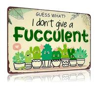 Targa in metallo con scritta in lingua inglese "I Don't Give A Succulent Garden", decorazione da parete retrò per patio, portico, cortile, giardinaggio, regali per amanti delle piante grasse e amanti